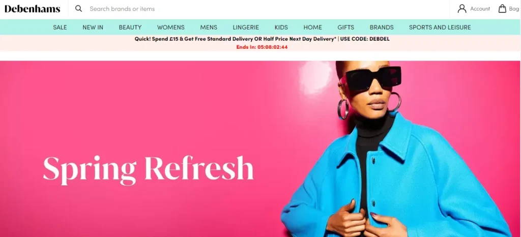 Debenhams website